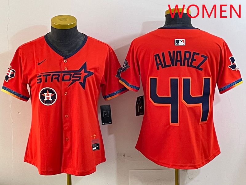 Women Houston Astros #44 Alvarez Orange Fourth generation Joint Name Nike 2025 MLB Jersey style 7->youth mlb jersey->Youth Jersey